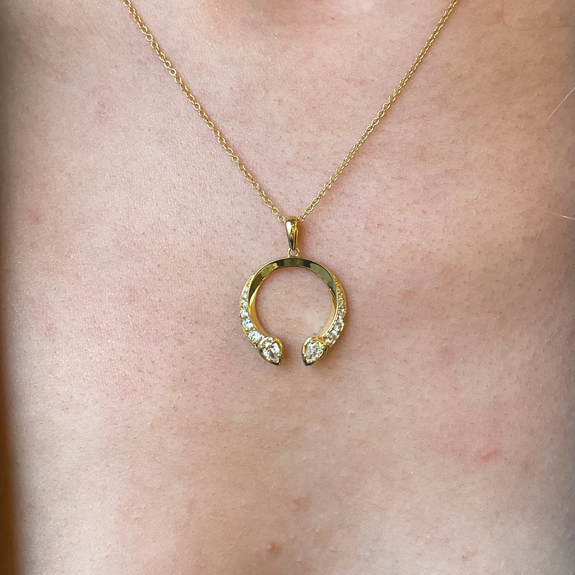 18ct Gold Diamond Torc Pendant Necklace | 0.62ct - John Ross Jewellers