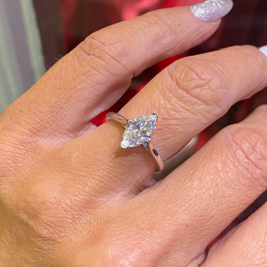 Platinum Solitaire Engagement Ring | Lab 1.00ct Marquise