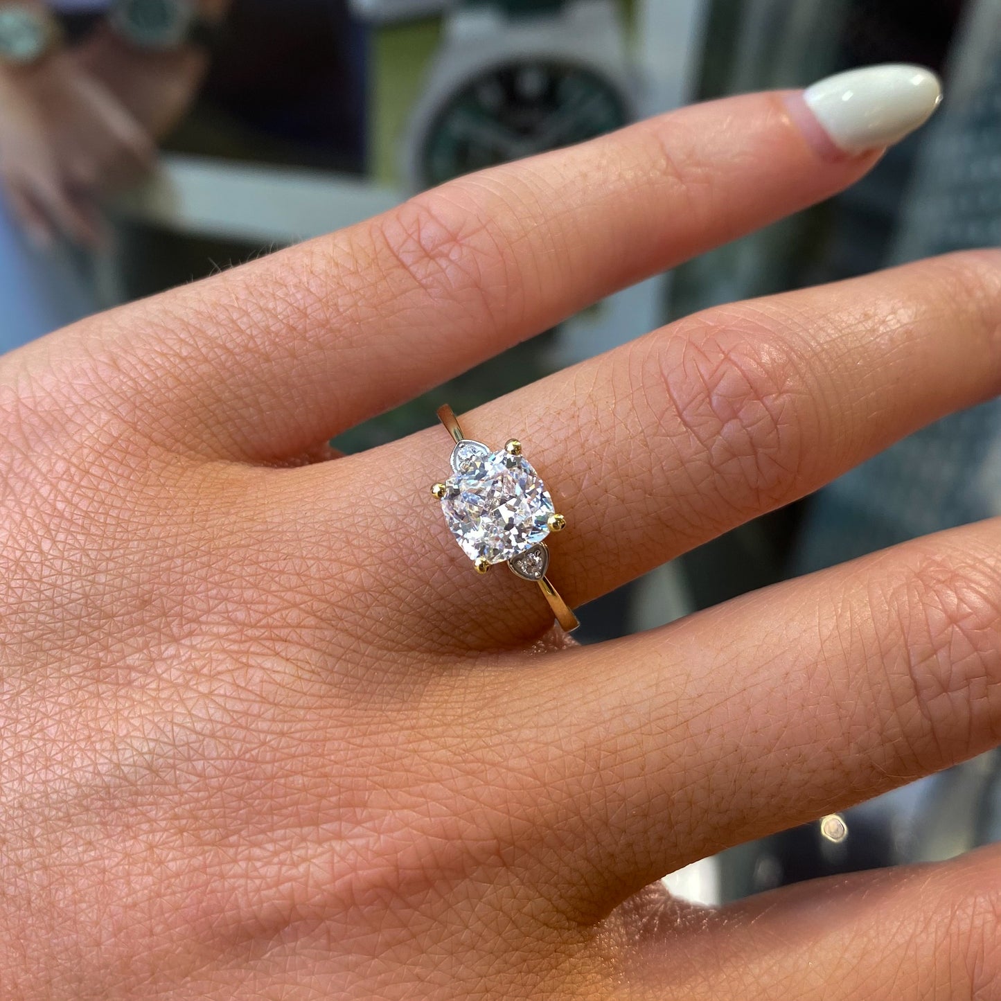 9ct Gold Cushion CZ Ring - John Ross Jewellers