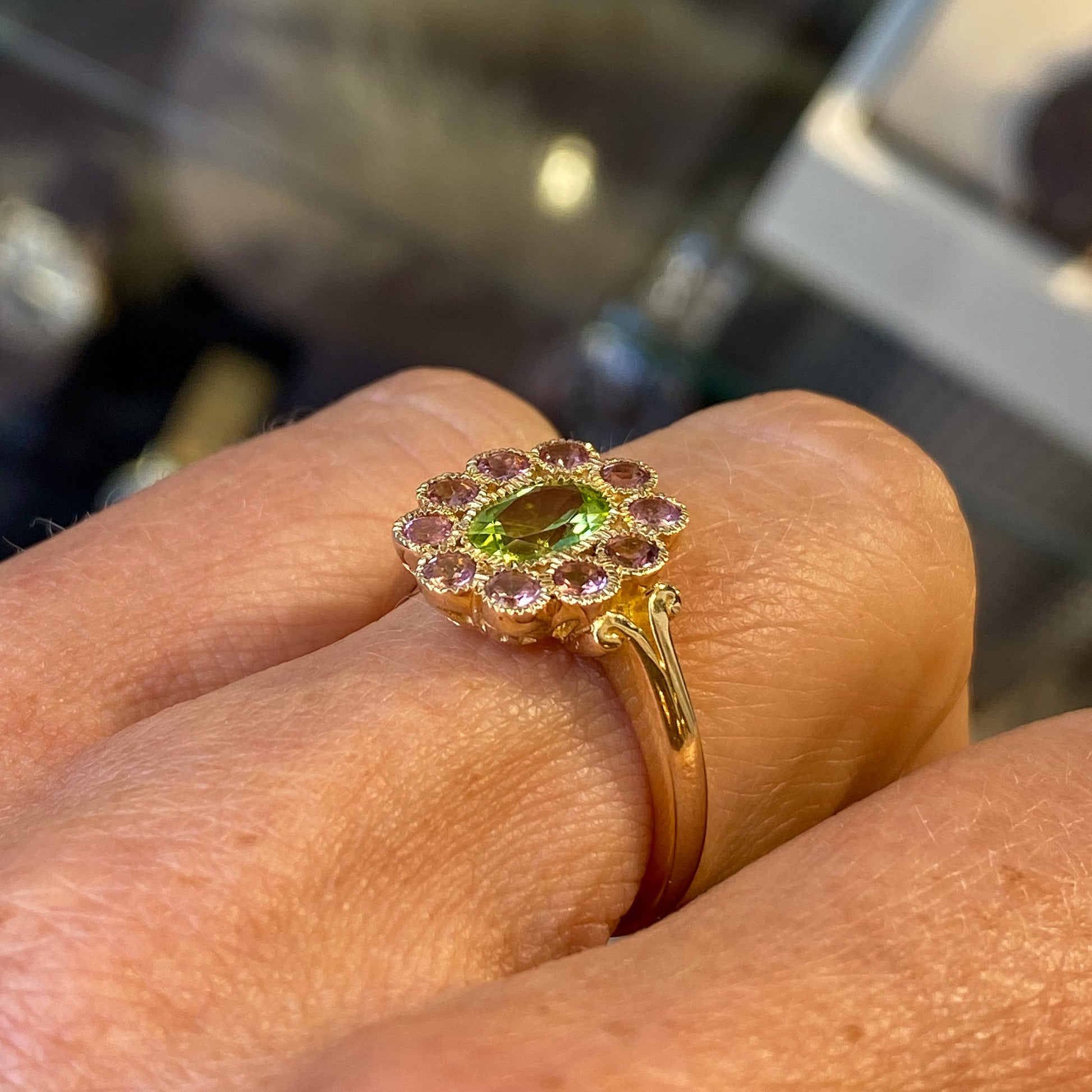 9ct Gold Peridot & Pink Tourmaline Ring - John Ross Jewellers