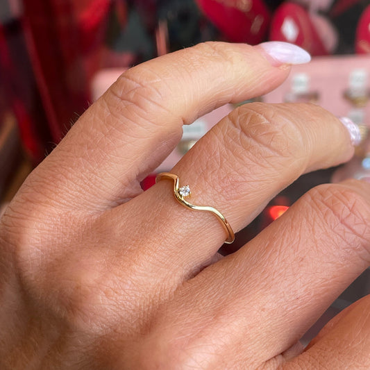 Sunshine Pretty Curved CZ Ring - John Ross Jewellers