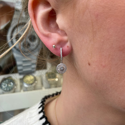 Silver CZ Target Drop Earrings - John Ross Jewellers
