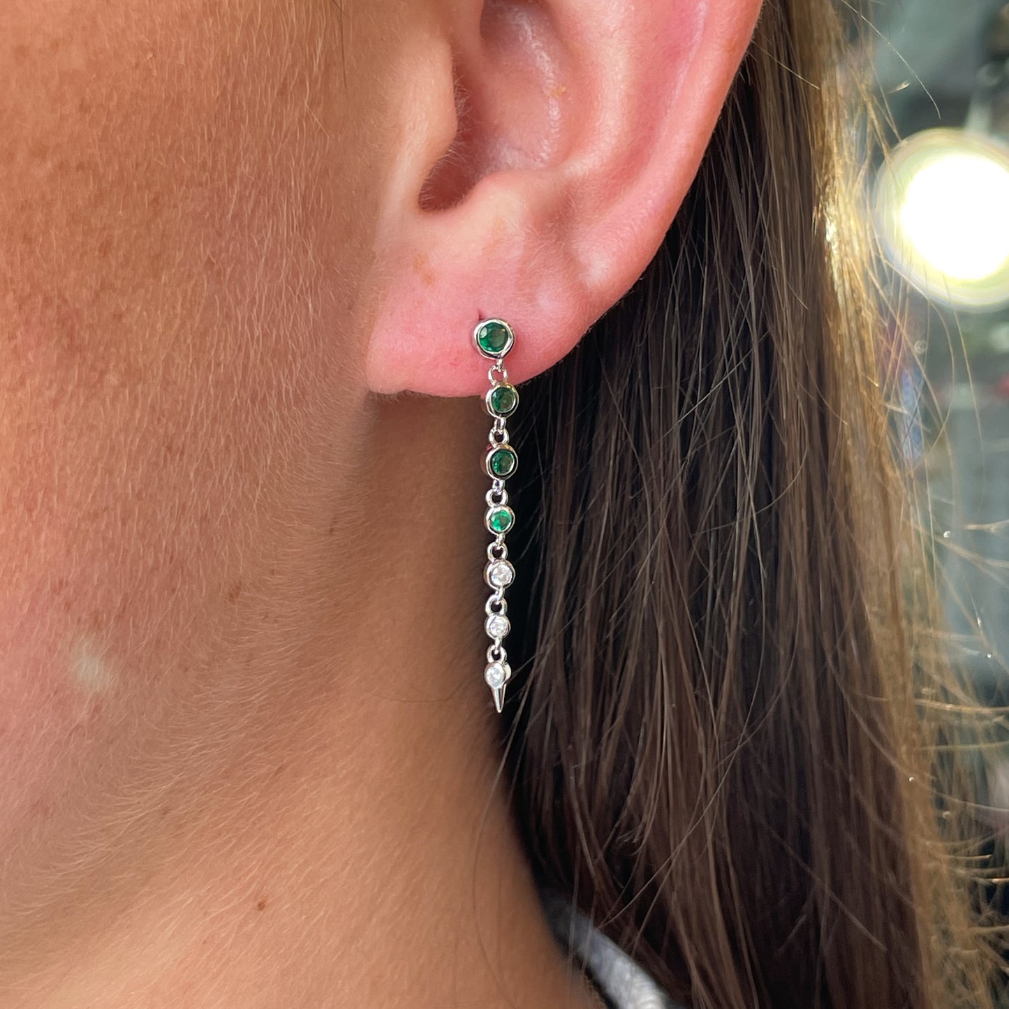 Silver Raindrop Drop Earrings | Emerald Green - John Ross Jewellers
