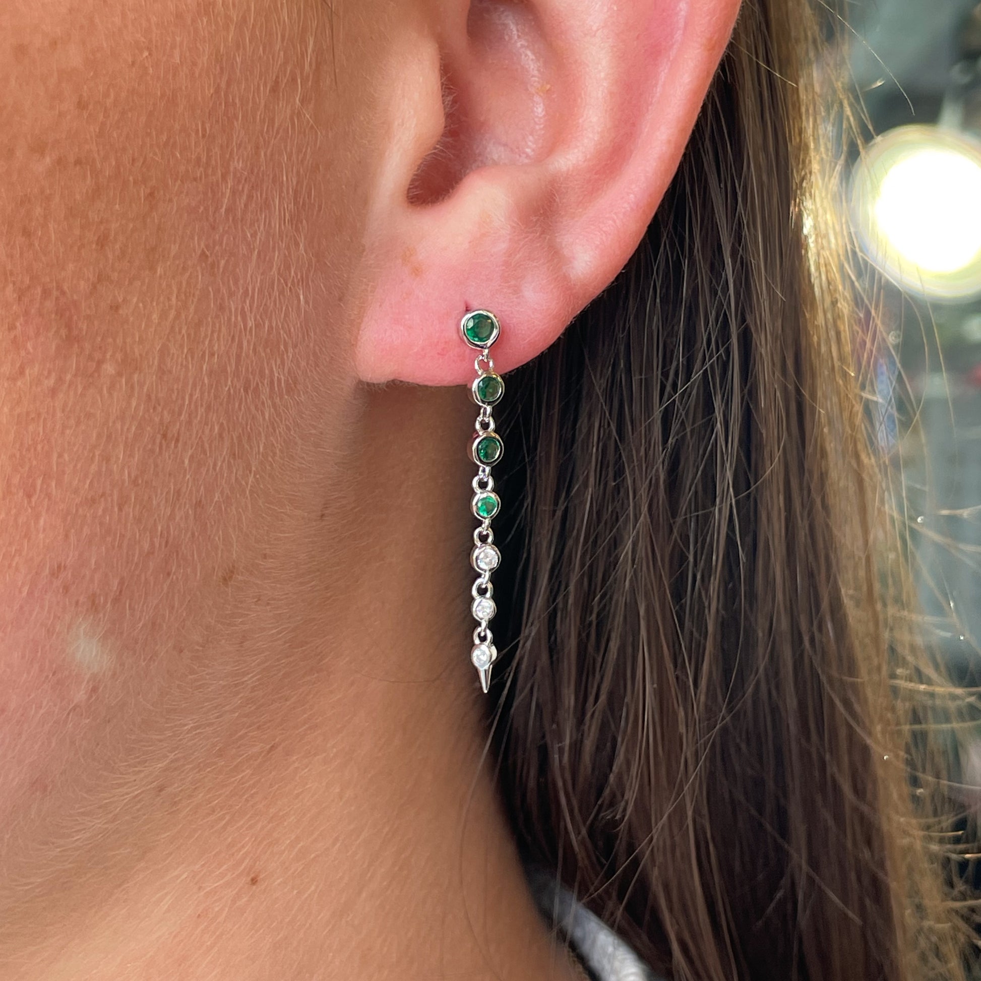 Silver Raindrop Drop Earrings | Emerald Green - John Ross Jewellers