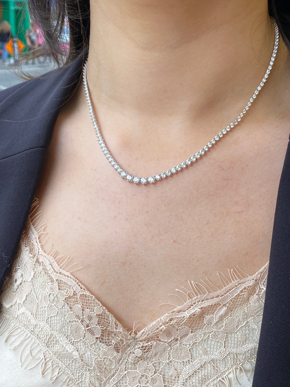 Silver CZ Tennis Necklace | 45cm