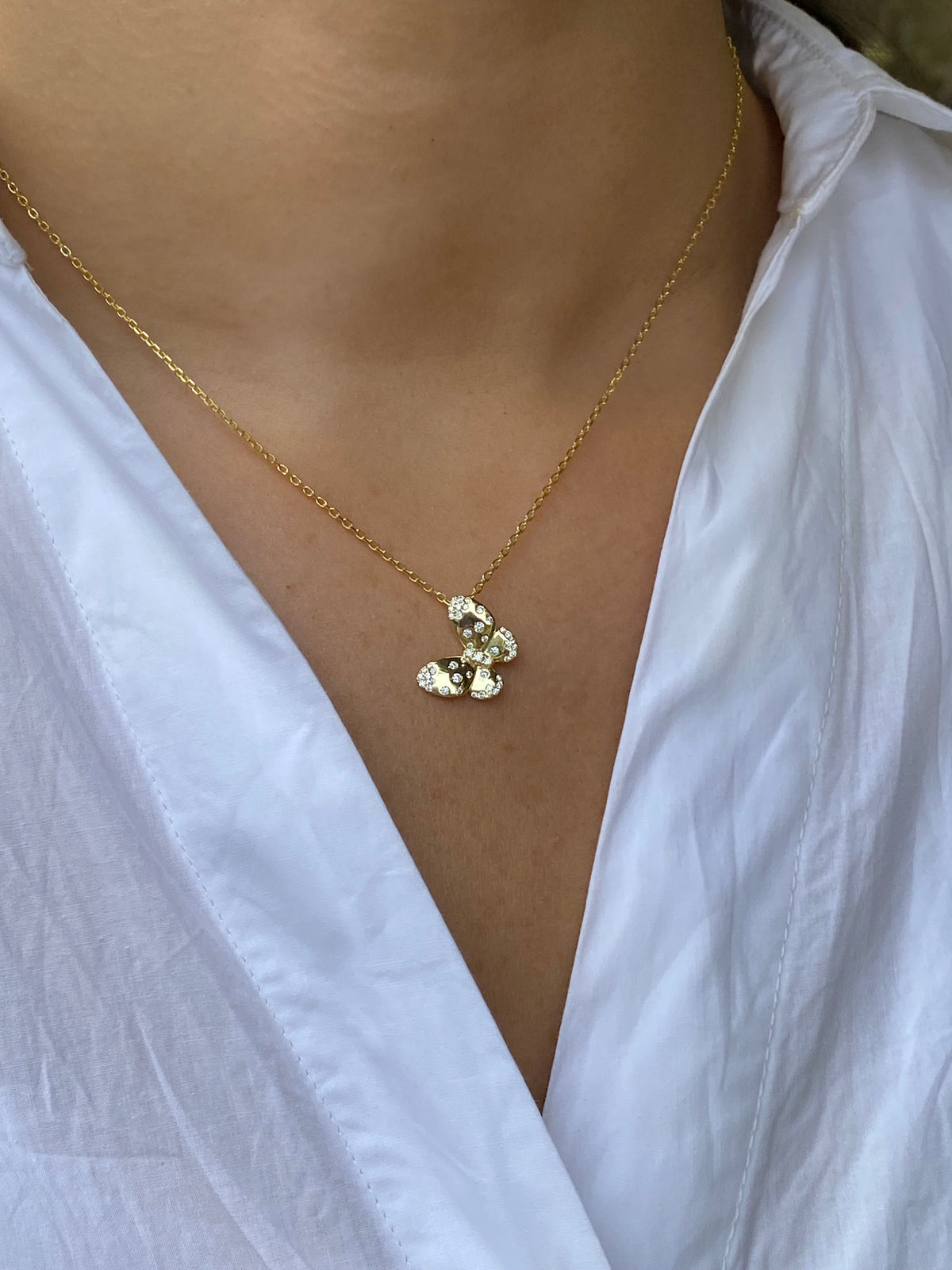 Sunshine CZ Speckled Butterfly Necklace | 40 + 5cm
