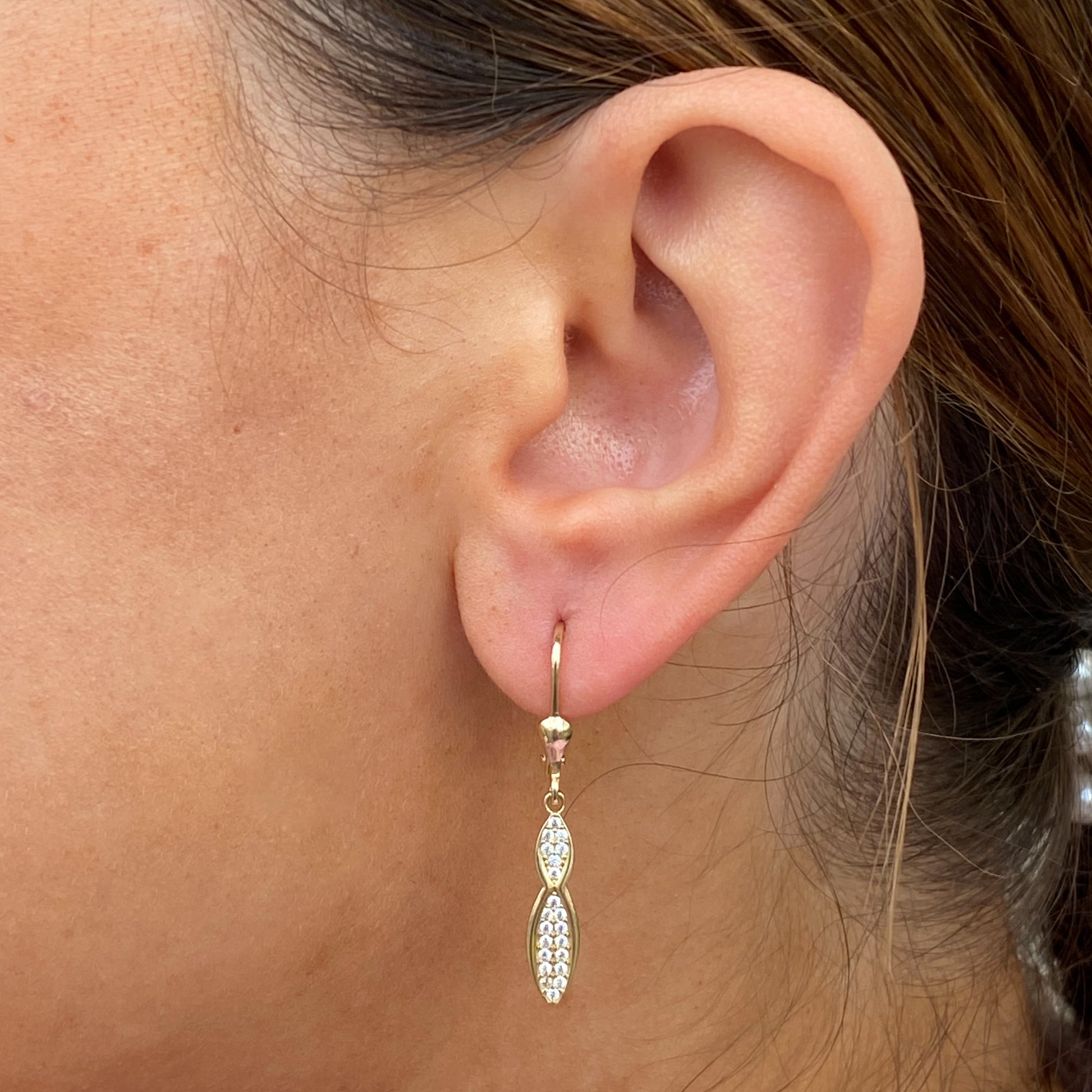 9ct Gold CZ Drop Earrings - German Wires - John Ross Jewellers