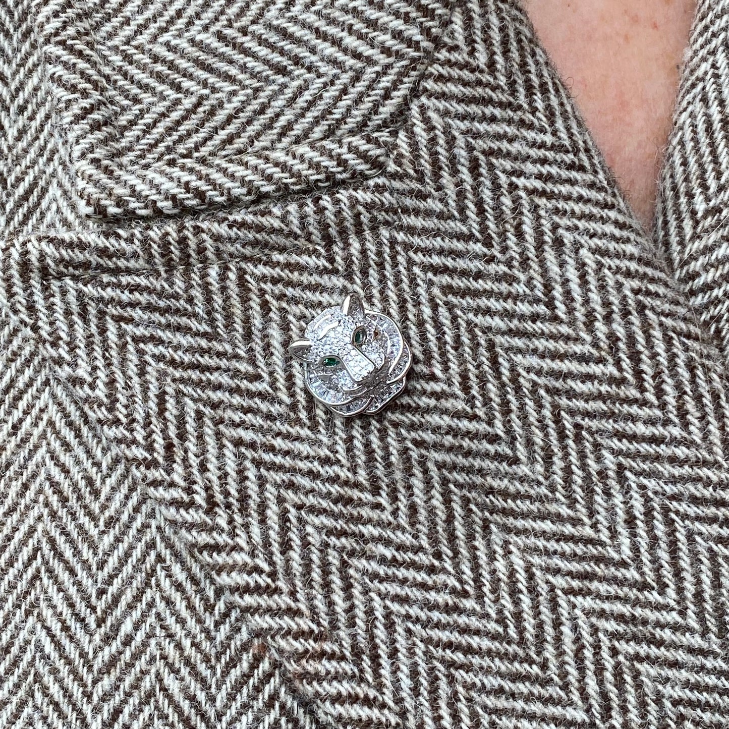 Silver CZ Lapel Pin | Jaguar - John Ross Jewellers