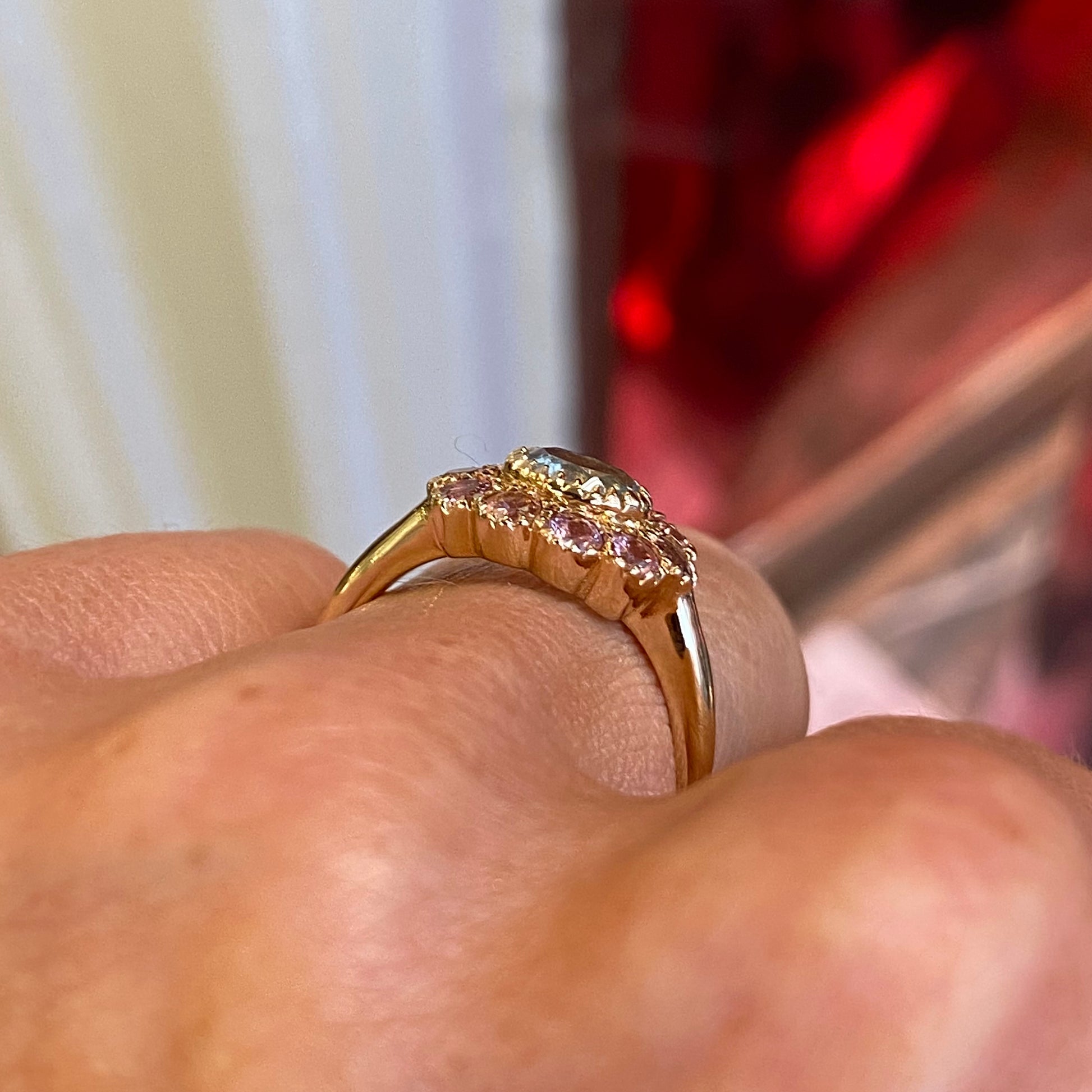 9ct Gold Aquamarine & Pink Tourmaline Ring - John Ross Jewellers