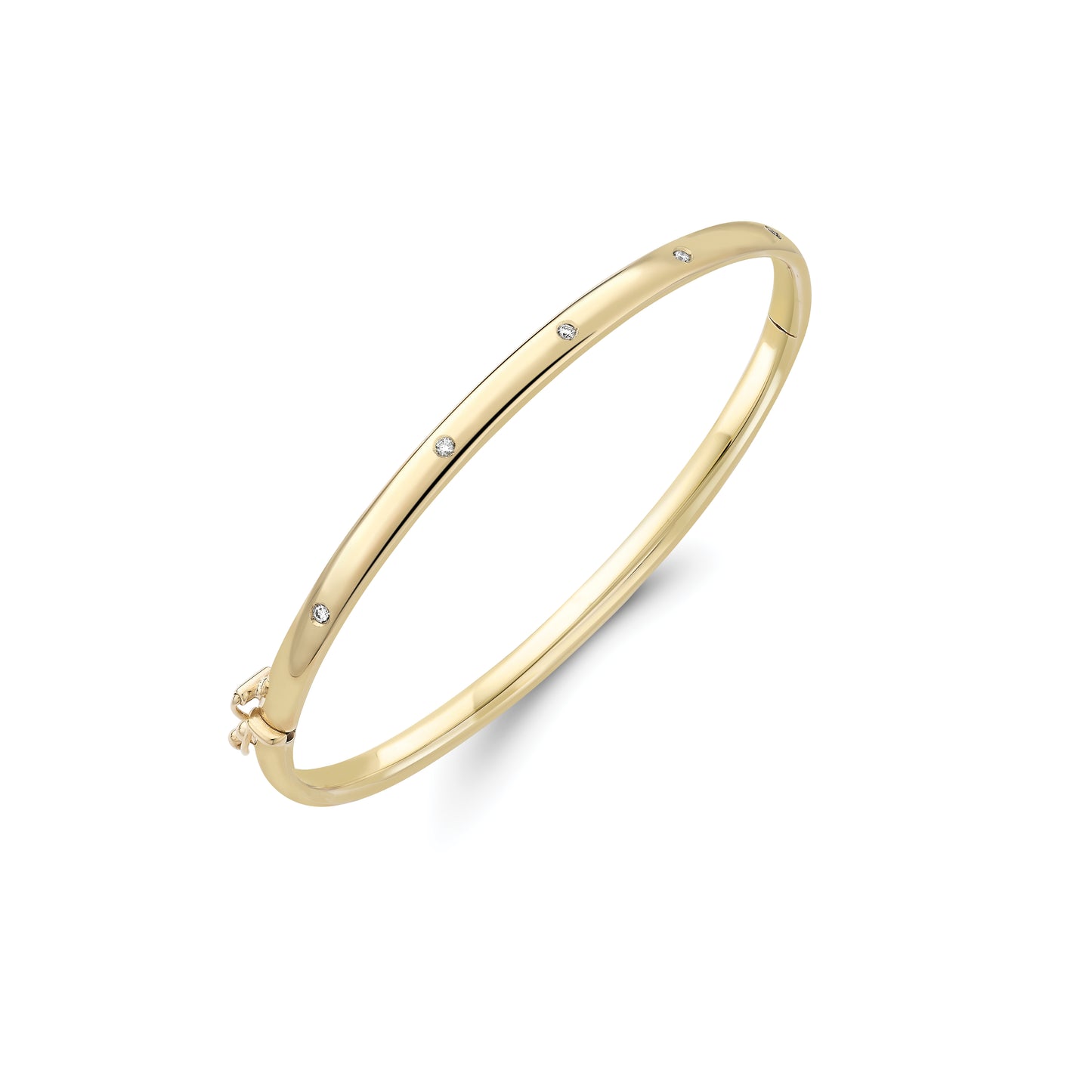 9ct Gold Diamond Set Classic Polished Bangle - John Ross Jewellers