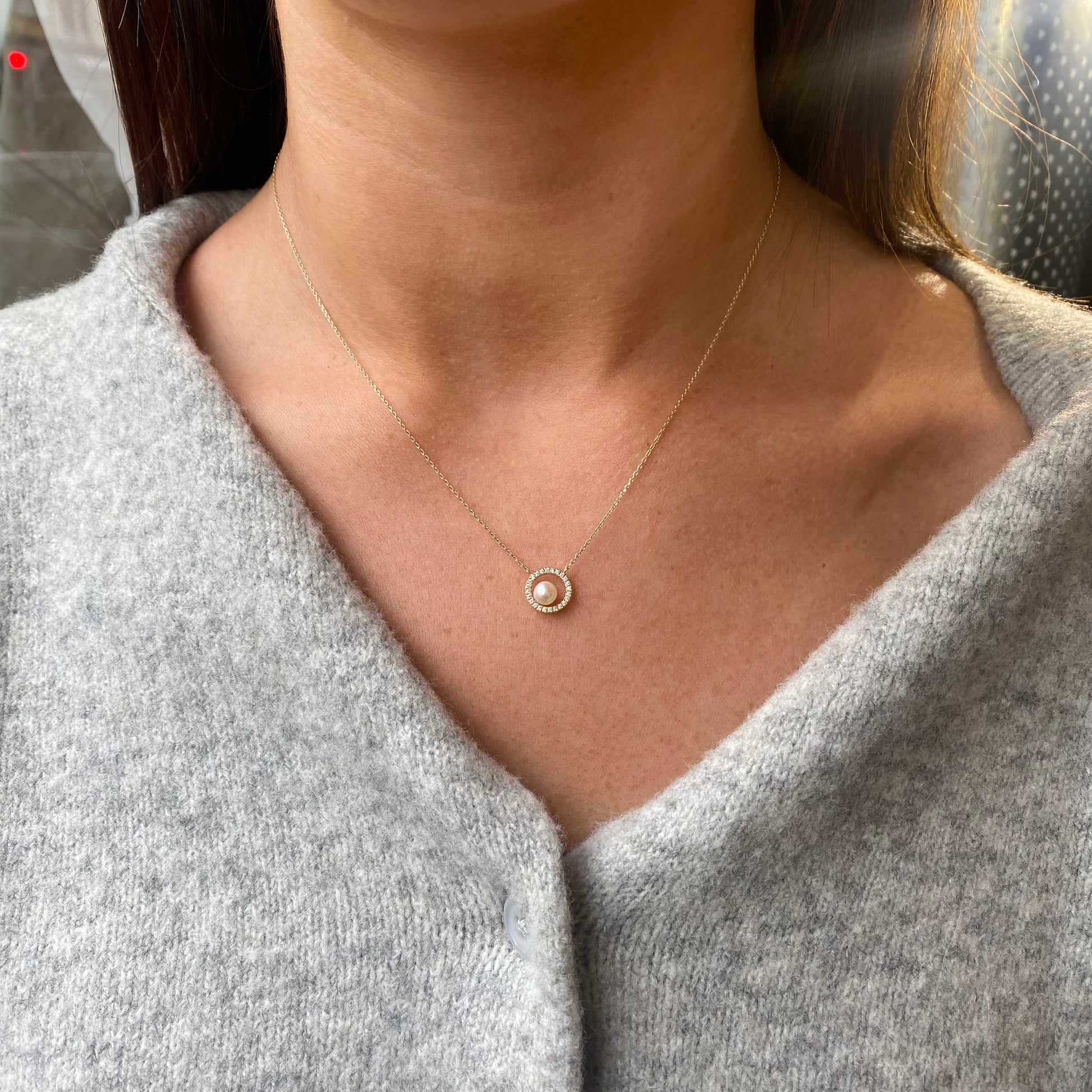 9ct Gold Pretty Pearl & CZ Necklace - John Ross Jewellers