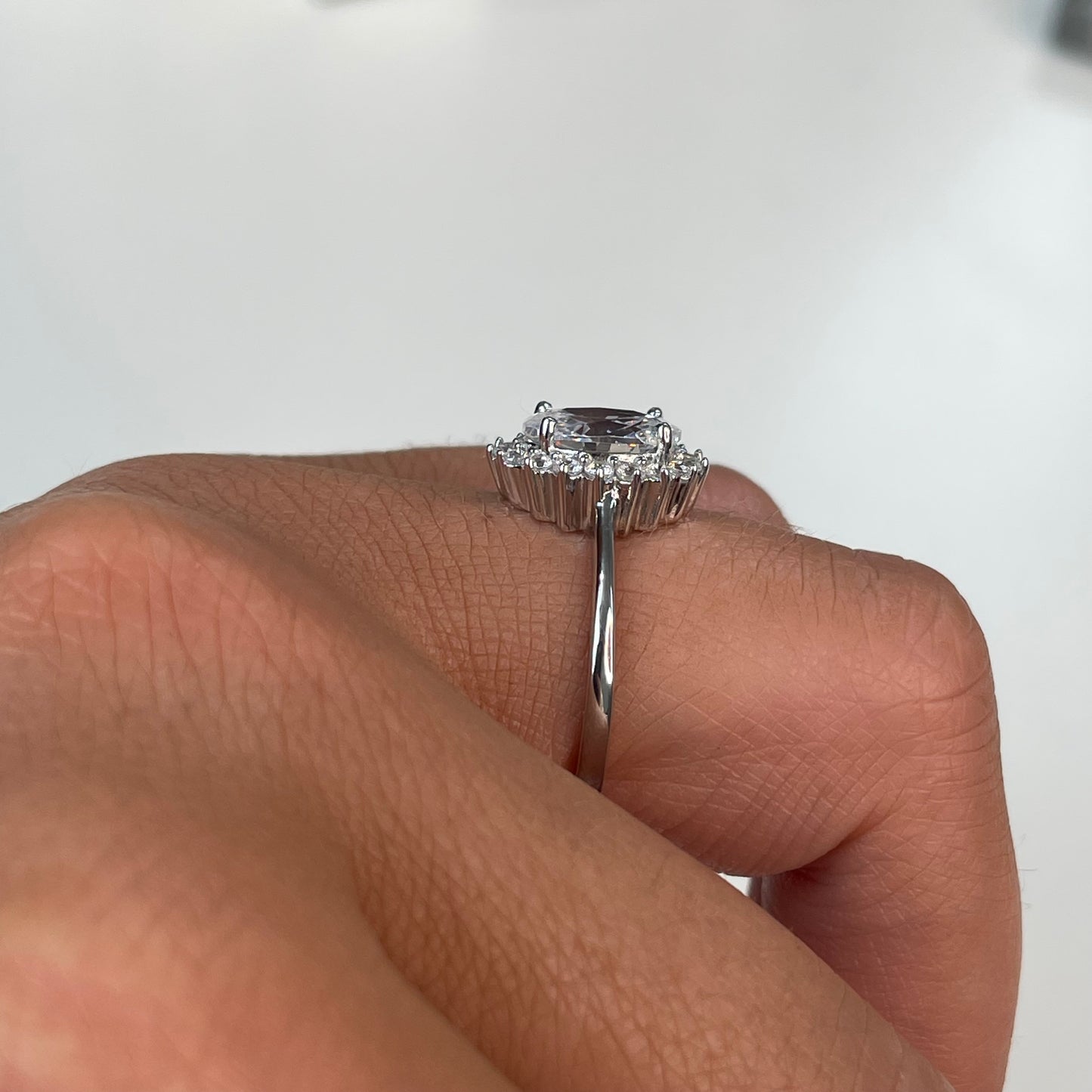 Silver Oval CZ Cluster Ring - John Ross Jewellers