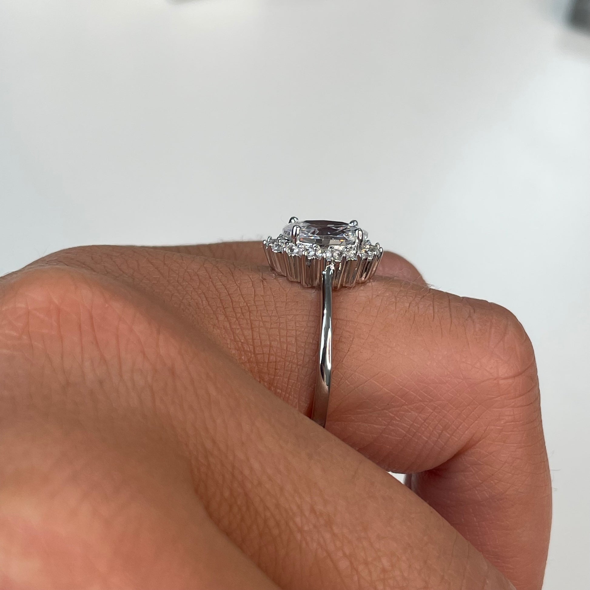 Silver Oval CZ Cluster Ring - John Ross Jewellers