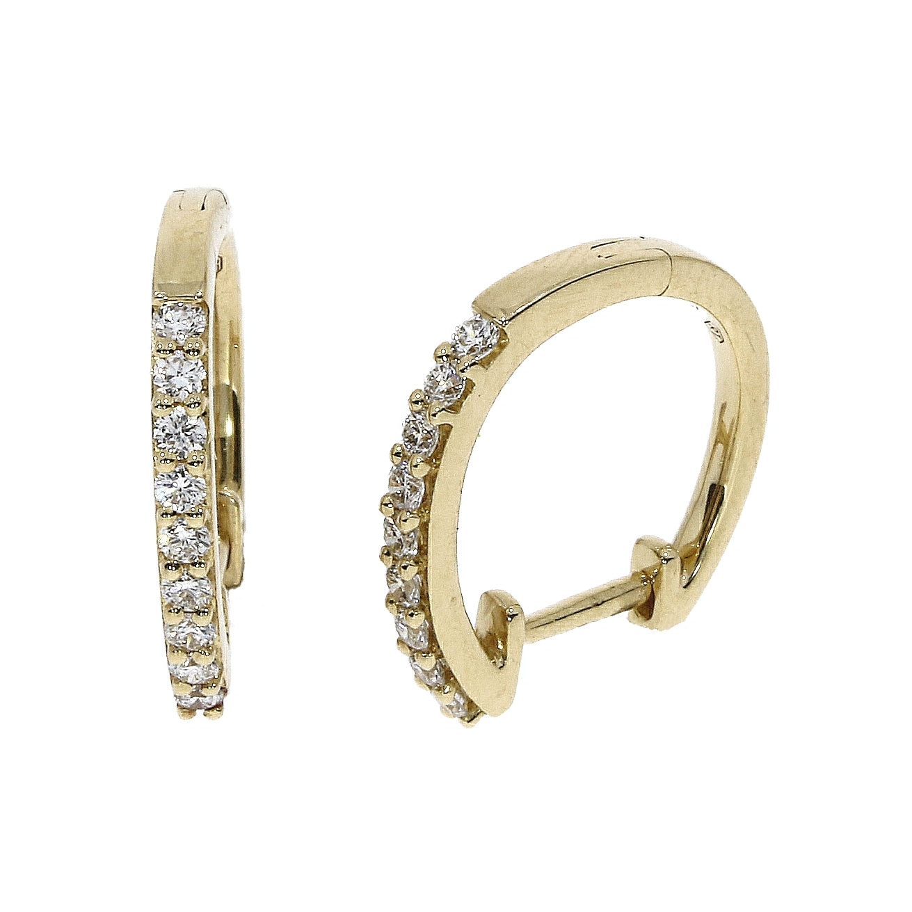 18ct Gold Diamond Huggie Hoop Earrings | 0.21ct - John Ross Jewellers