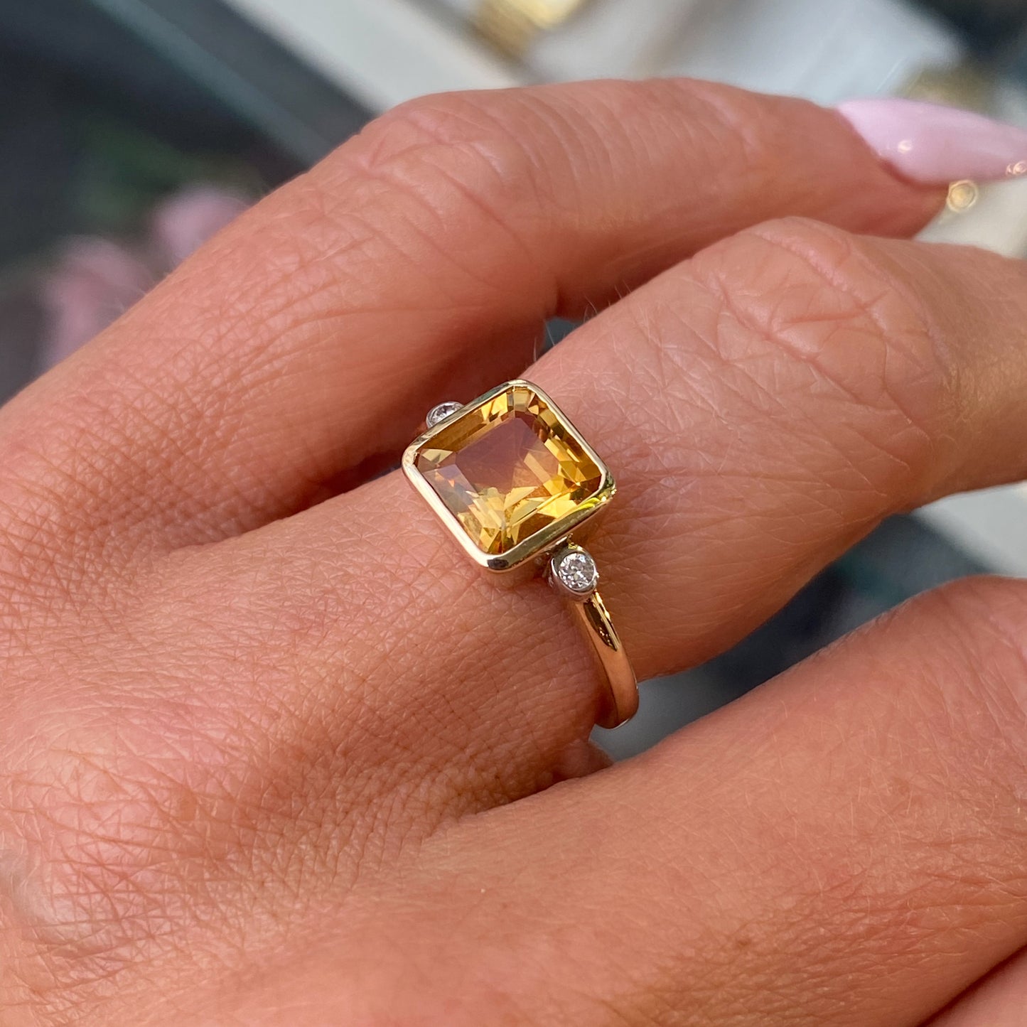 9ct Gold Citrine & Diamond Ring - John Ross Jewellers