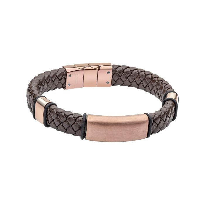 FRED BENNETT Dark Chocolate Leather Braided Bracelet - John Ross Jewellers