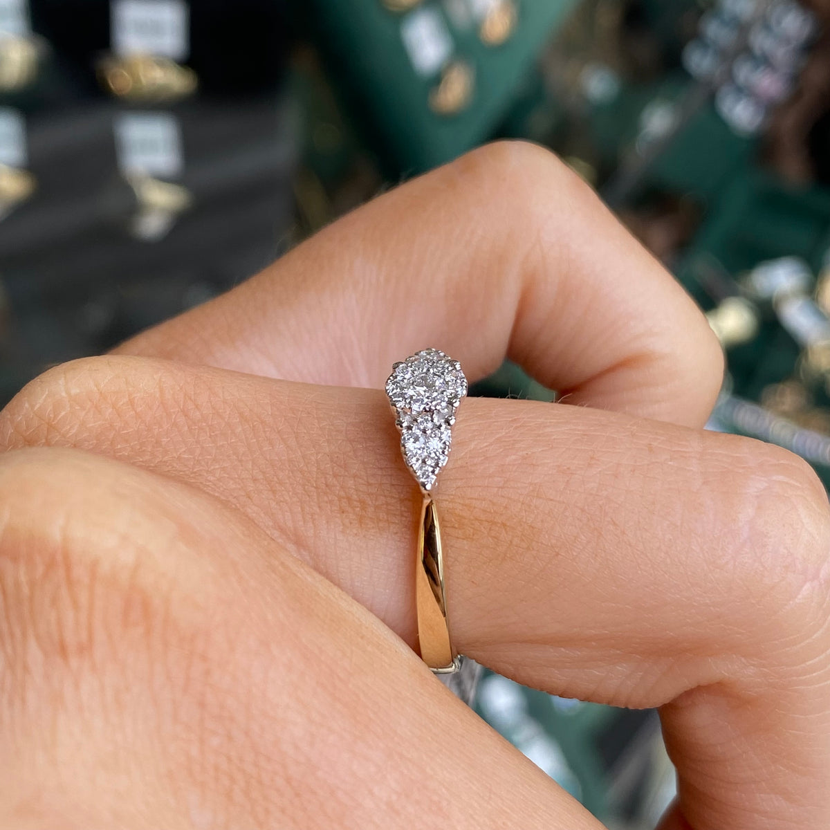 9ct Gold Trilogy Cluster Engagement Ring | 0.28ct