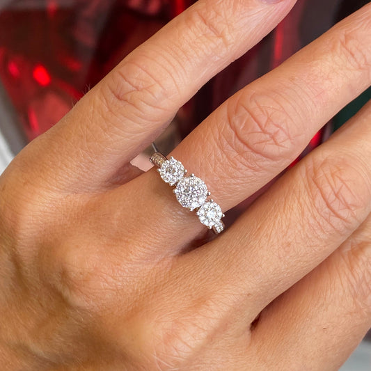 9ct Gold Trilogy Cluster Engagement Ring | 0.68ct