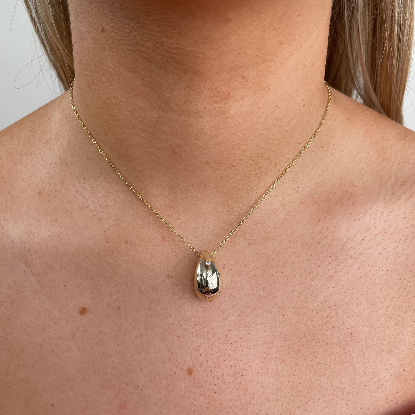 Sunshine CZ Studded Teardrop Necklace - John Ross Jewellers