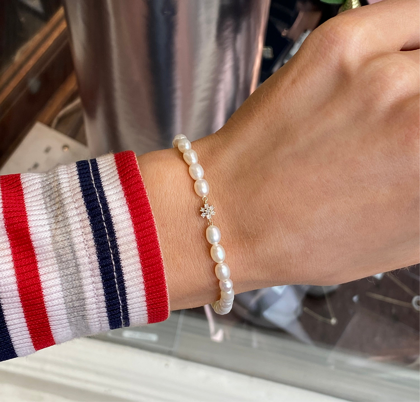 9ct Gold Freshwater Pearl & Diamond Bracelet - John Ross Jewellers