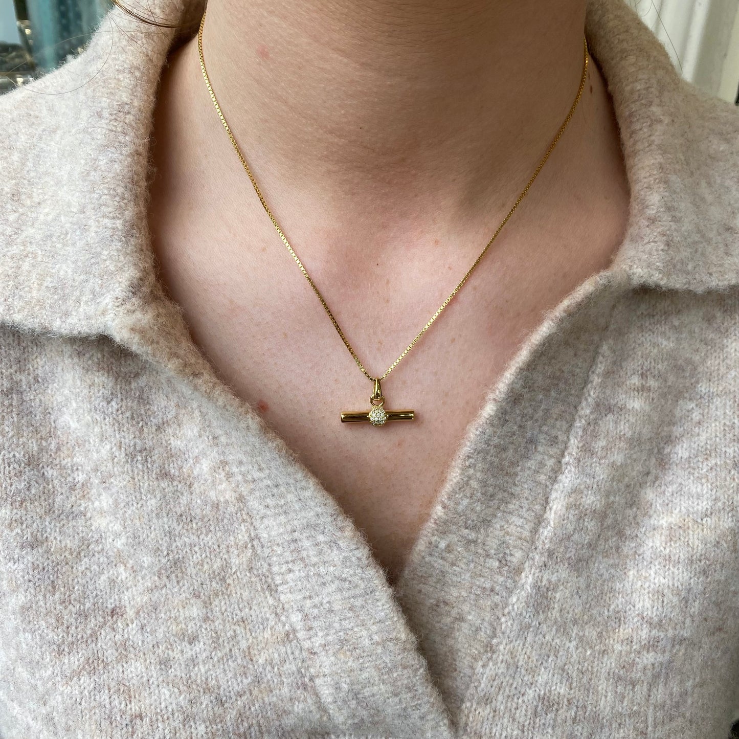 Sunshine CZ T-Bar Necklace | 60+4cm - John Ross Jewellers