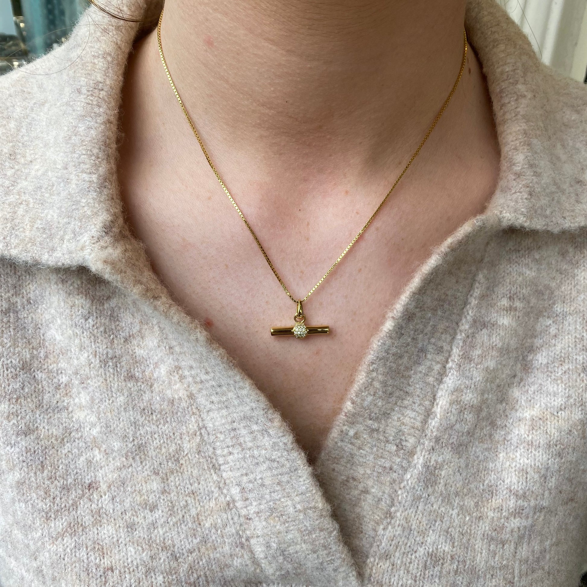 Sunshine CZ T-Bar Necklace | 60+4cm - John Ross Jewellers