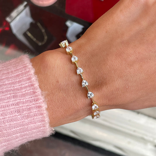 Sunshine Heart CZ Tennis Bracelet | 17cm - John Ross Jewellers