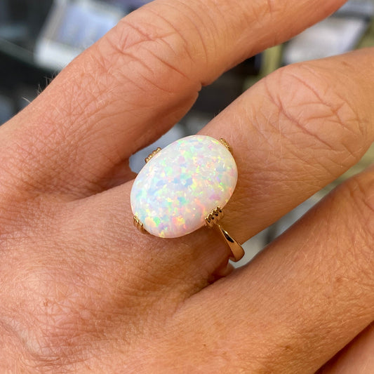 9ct Gold Oval Opalique Ring - John Ross Jewellers