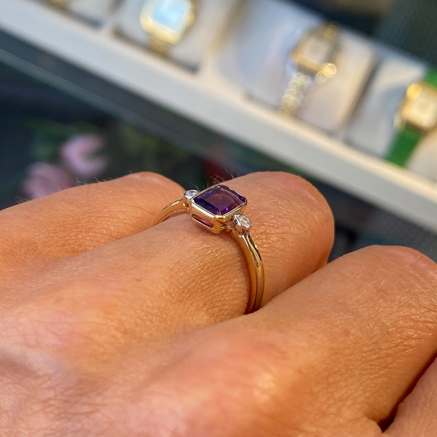 9ct Gold Amethyst & Diamond Ring - John Ross Jewellers