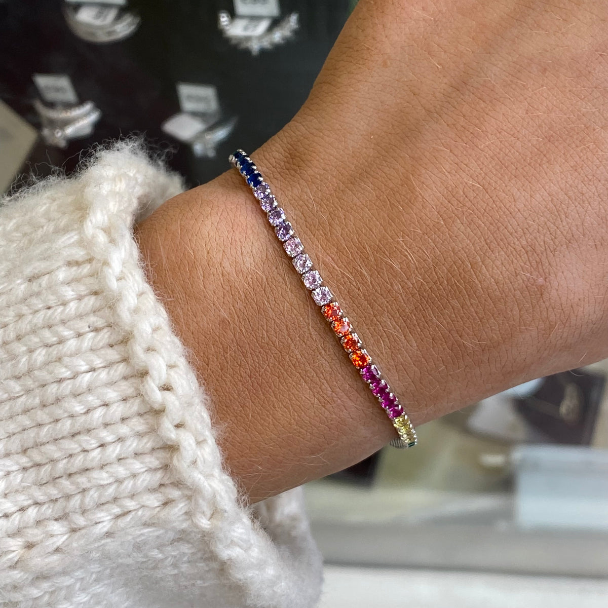 Silver Multicolour CZ Tennis Bracelet | 2.5mm | 15.5 + 4cm