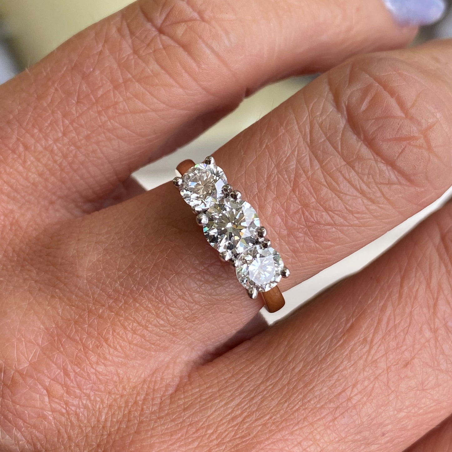 18ct Gold Trilogy Engagement Ring | Certificated Lab 1.75ct
