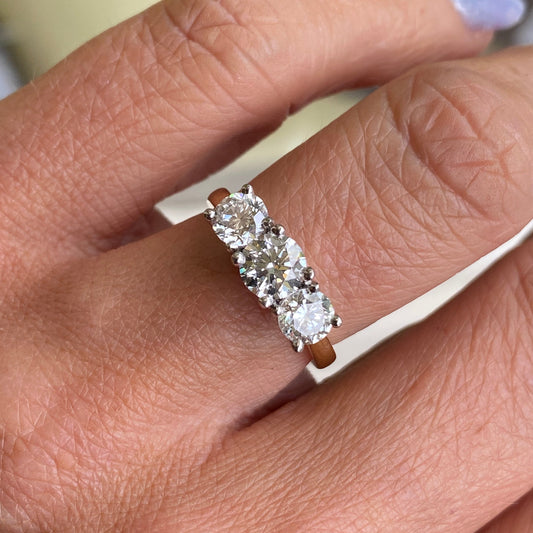 18ct Gold Trilogy Engagement Ring | Certificated Lab 1.75ct