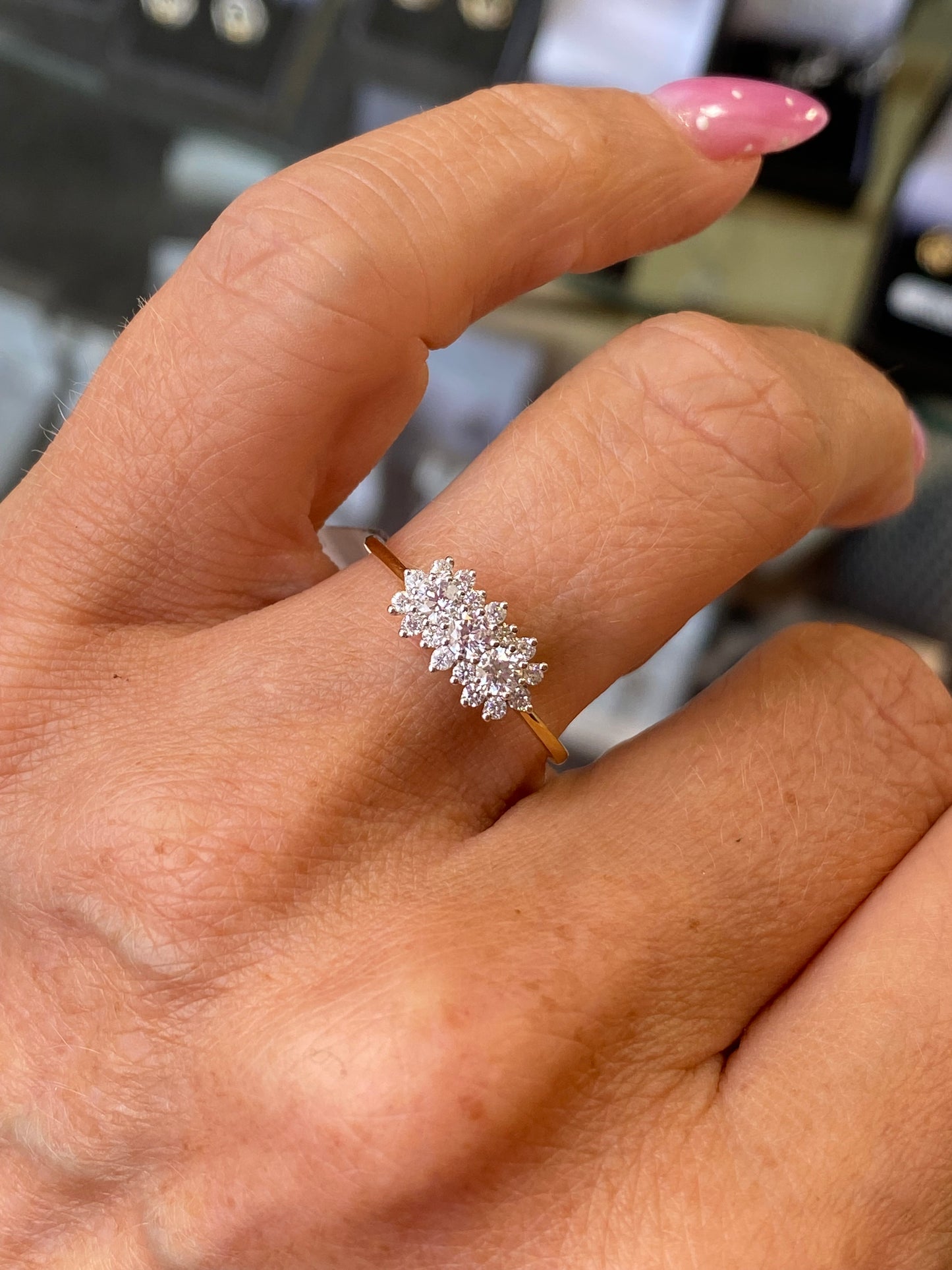 18ct Gold Boat Cluster Diamond Ring | 0.57ct - John Ross Jewellers