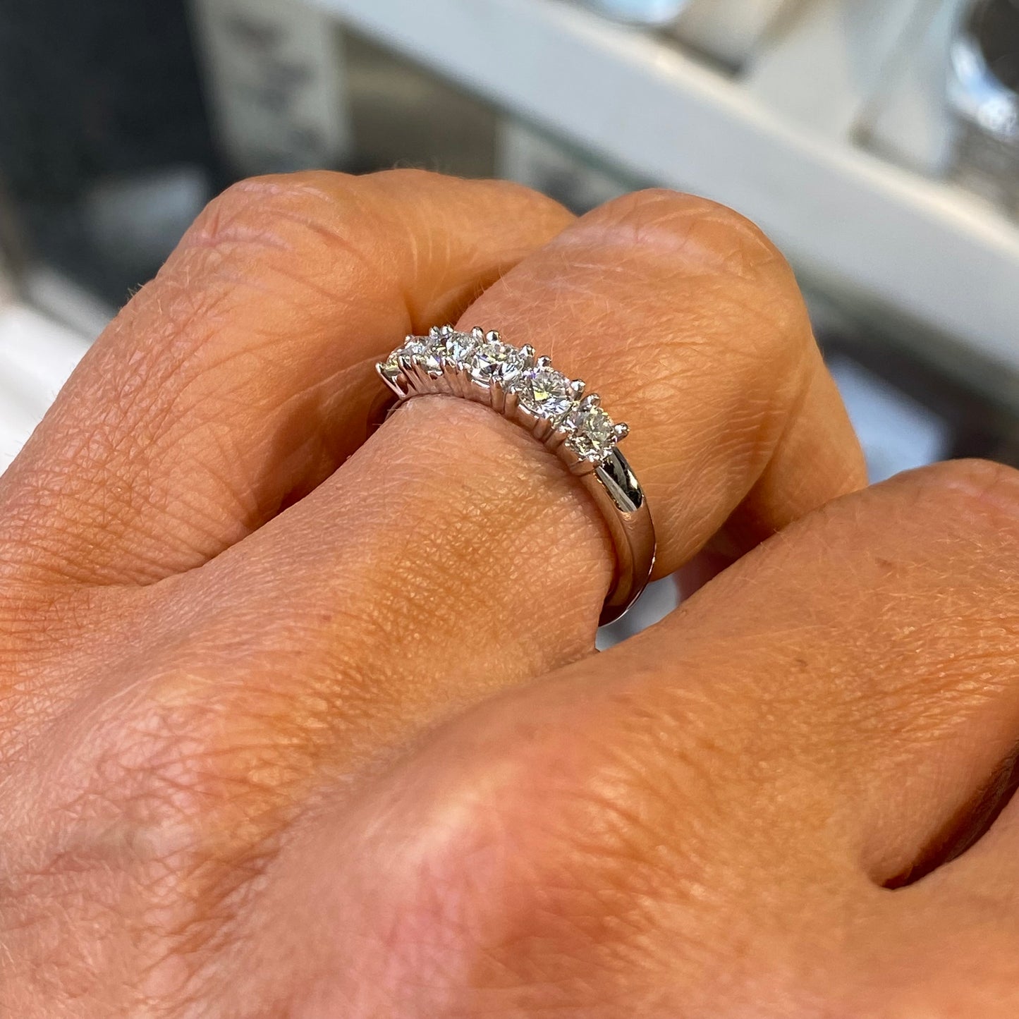 Platinum 0.83ct Five Stone Diamond Eternity Ring