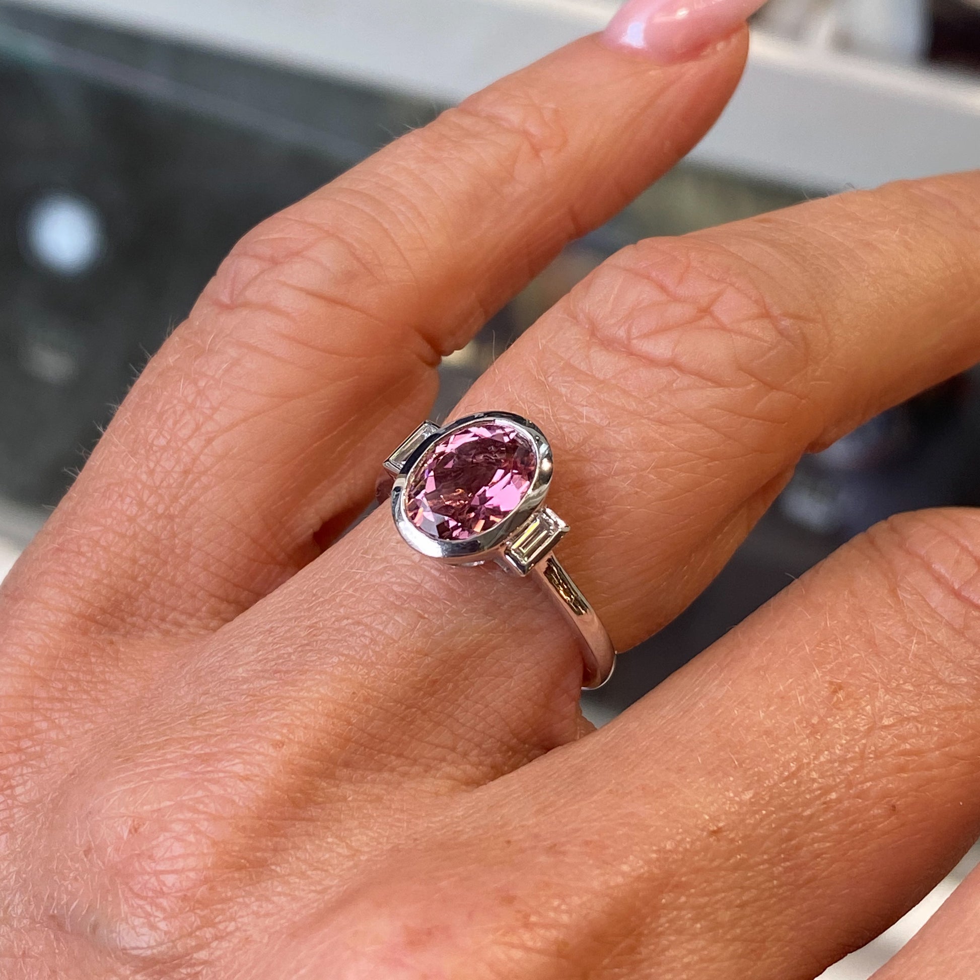 Platinum Pink Tourmaline & Diamond Ring - John Ross Jewellers