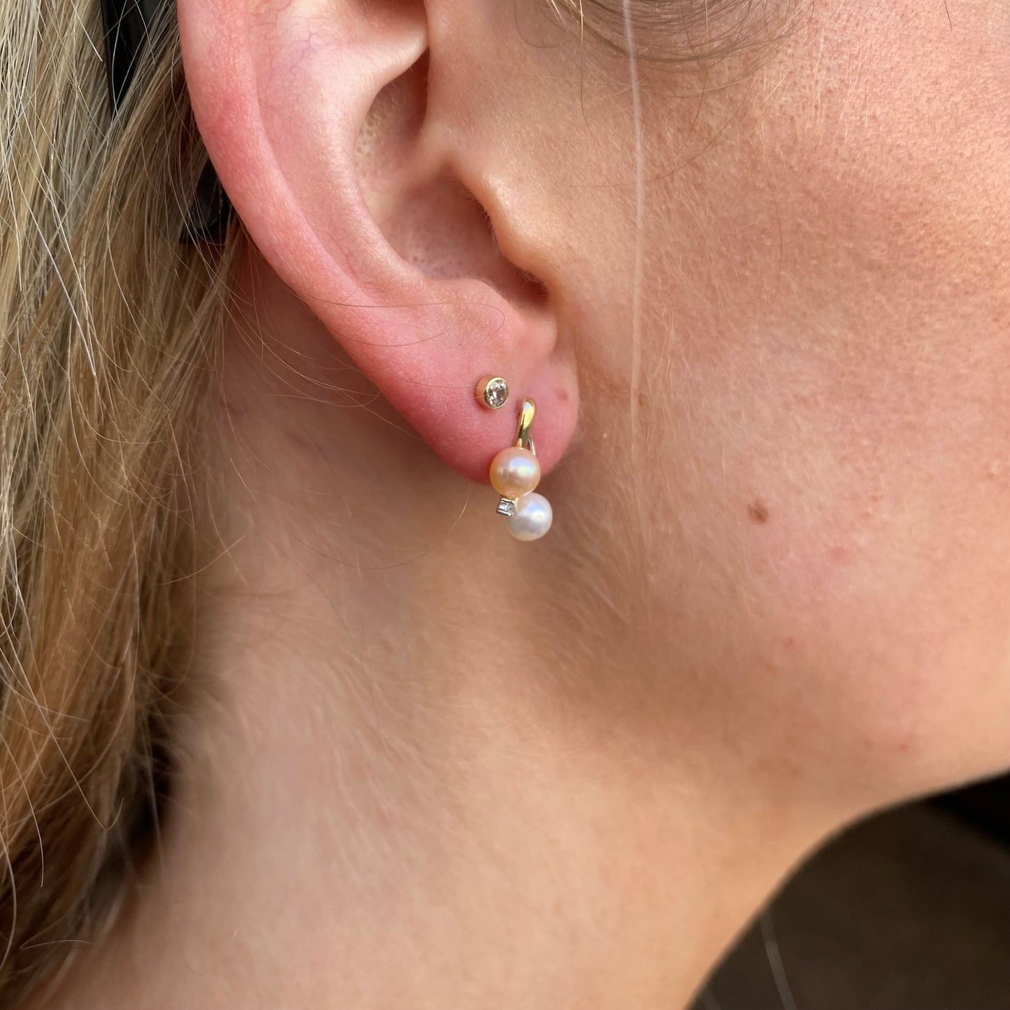 9ct Gold Cultured Pearl & Diamond Stud Earrings - John Ross Jewellers