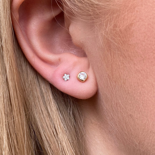 9ct Yellow Modern Bezel Set Stud Earrings | 3mm