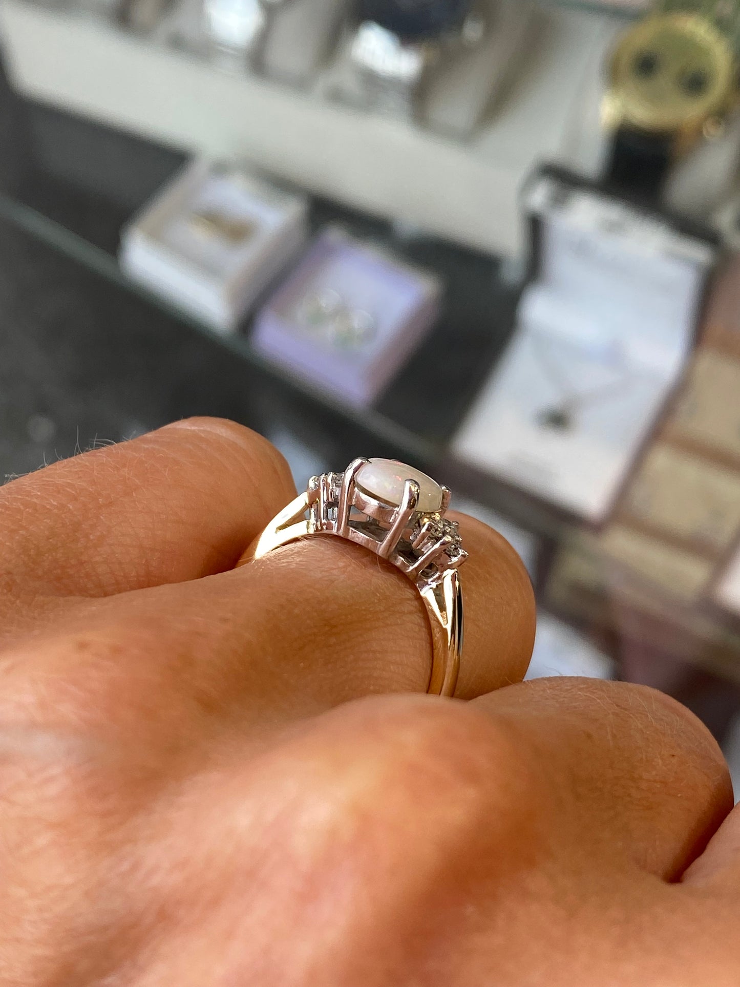 9ct Gold Gem Opal & Diamond Ring - John Ross Jewellers