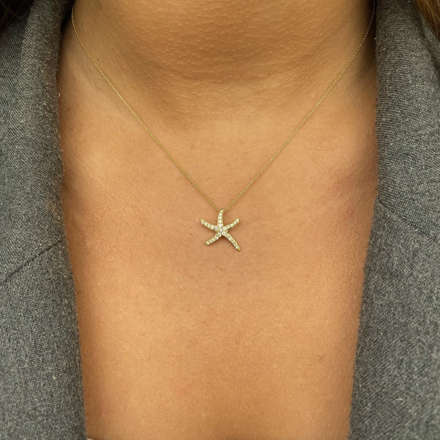 18ct Gold Mini Starfish Diamond Necklace