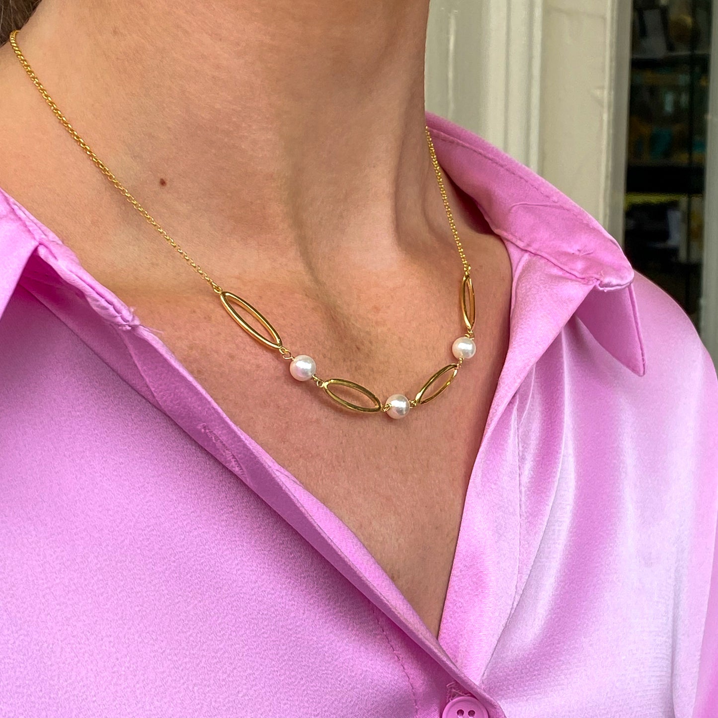 Sunshine Pearls & Ovals Necklace