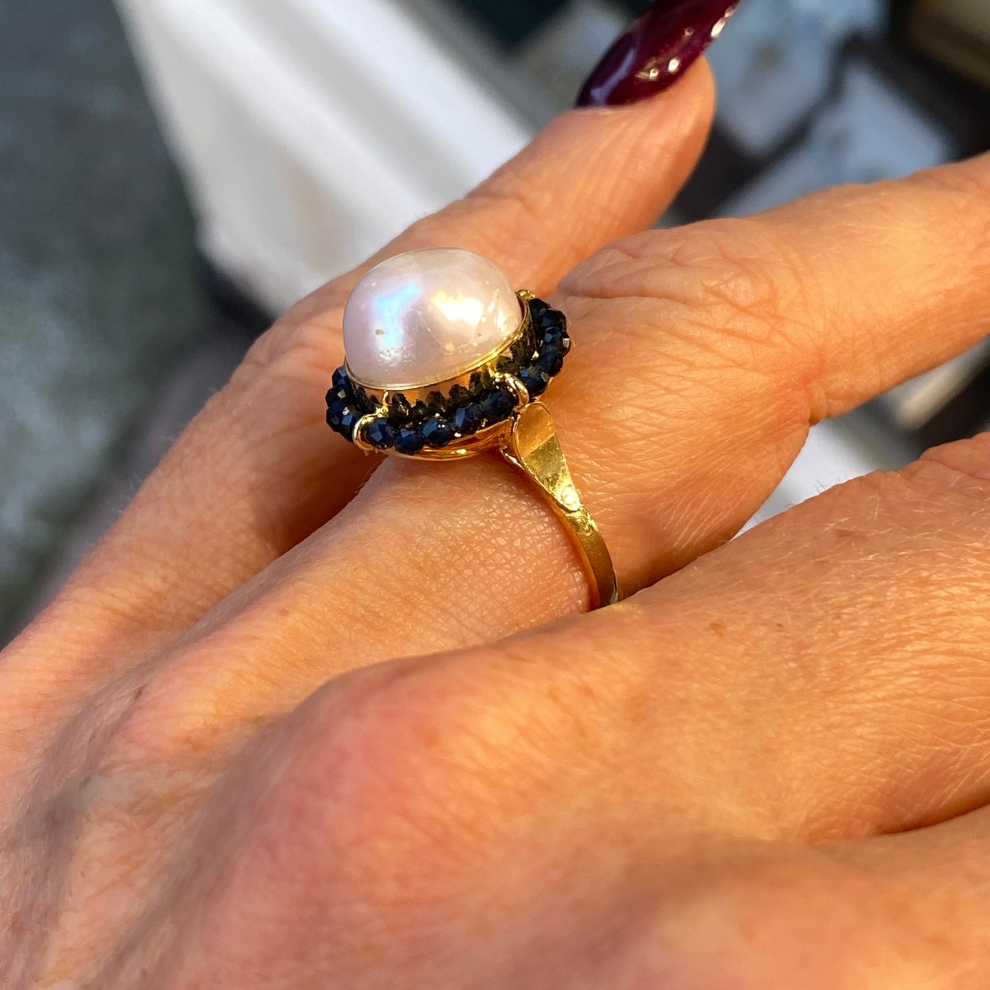 Baroque Pearl & Crystal Ring | Black