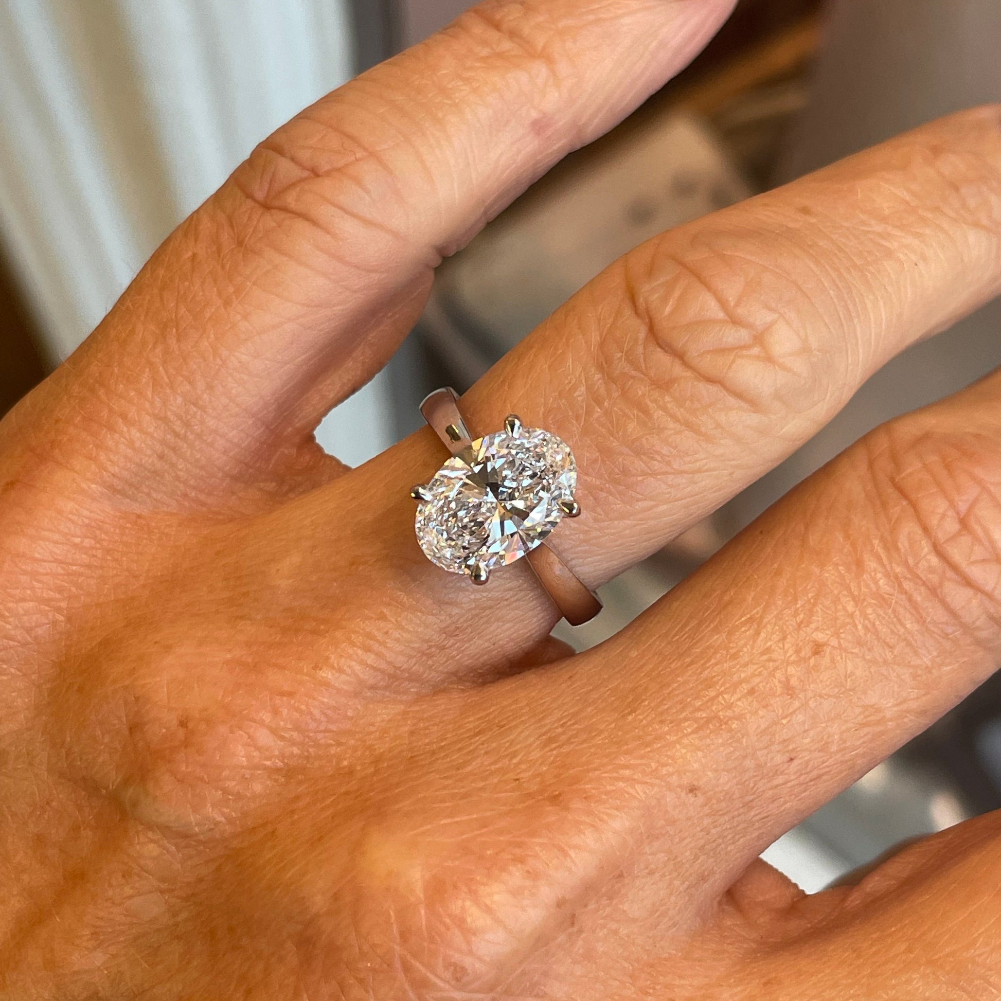 Platinum Oval Solitaire Engagement Ring | 3.01ct Certificated - John Ross Jewellers