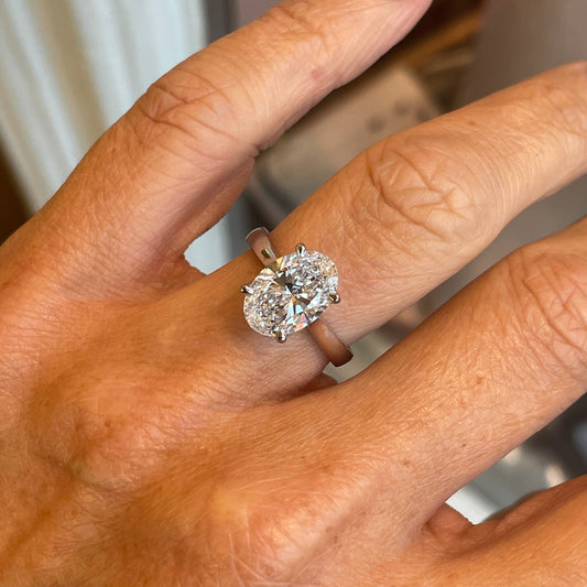 Platinum Oval Solitaire Engagement Ring | 3.01ct Certificated - John Ross Jewellers