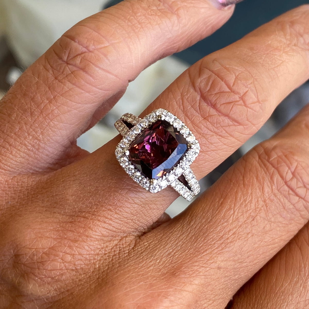 18ct Gold Pink Tourmaline & Diamond Ring