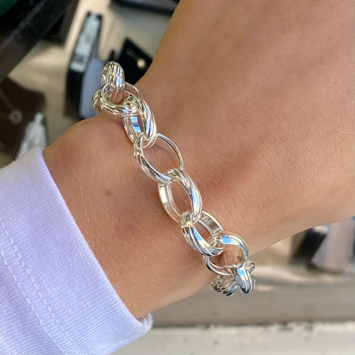 Silver Chunky Linked Bracelet | 21cm