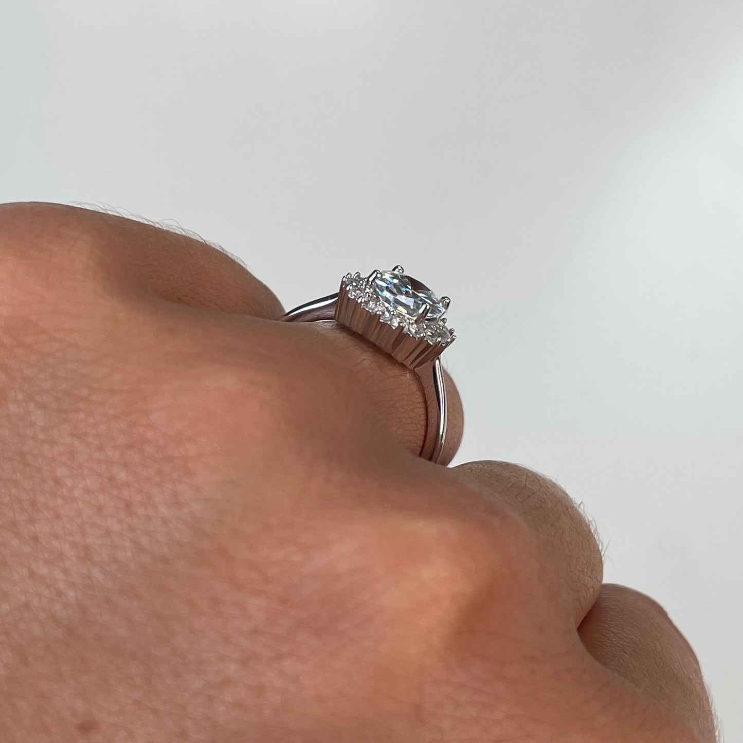 Silver Oval CZ Cluster Ring - John Ross Jewellers