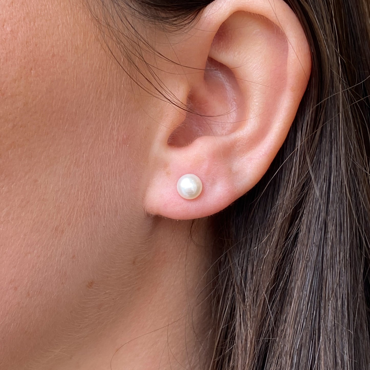 Silver Freshwater Pearl Bouton Stud Earrings | 6-7mm - John Ross Jewellers