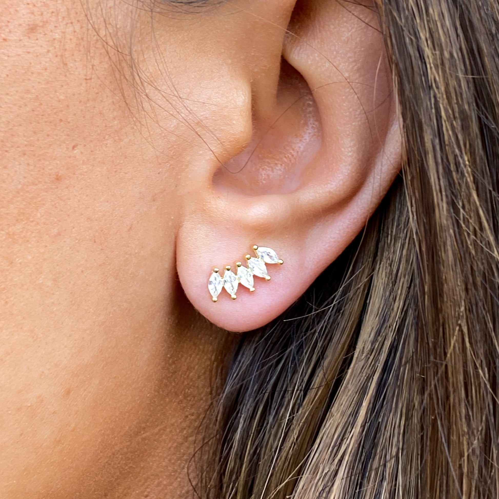 Sunshine CZ Fan Stud Earrings - John Ross Jewellers