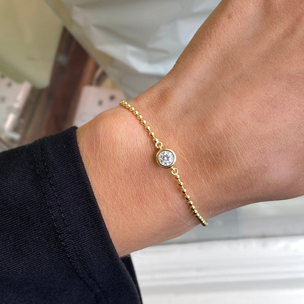 Sunshine Rubover CZ Bead Chain Bracelet | 15.5 + 4cm