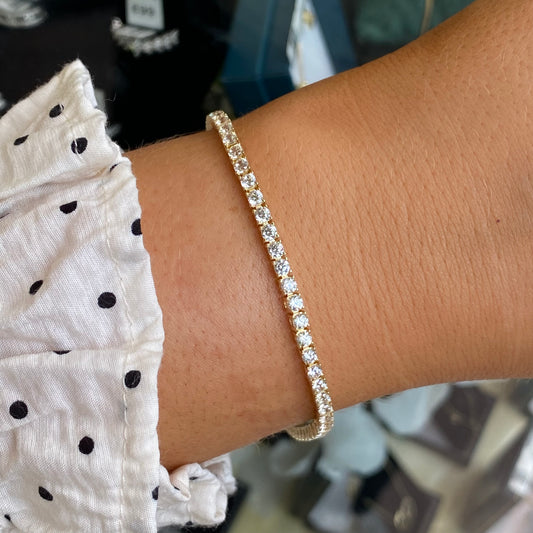 9ct Gold Claw Set CZ Line Bracelet | 2.5mm CZs